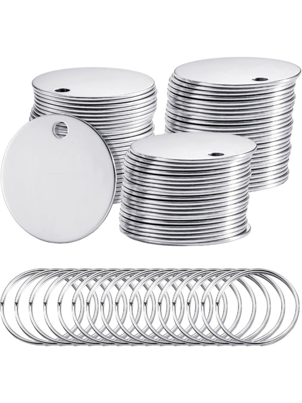 200 Pcs Silver Stainless Steel Engraving Blanks - 1.5'' Dog Tags for Crafts
